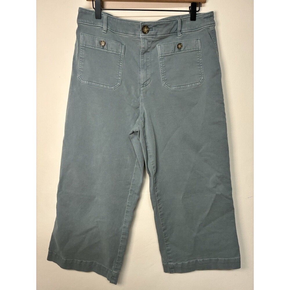 Loft The Palmer Wide Leg Crop Jeans Women's Size 12P High Rise Boho Chic
